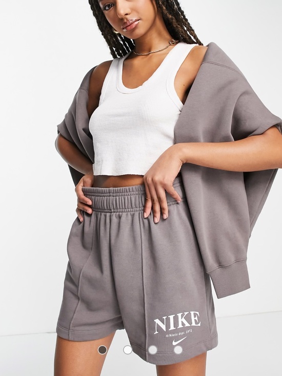 Nike Pants - Nike Essential retro drawstring fleece shorts in cave stone grey